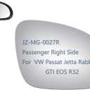 JZSUPER Side Mirror Glass fit for Volkswagen VW Passat Jetta Rabbit GTI Eos R32, Passenger Right Side RH Replacement Rearview Convex Glass, Non Heated Including Adhesive