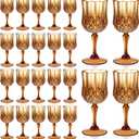 XUWAIDSGN 7oz Plastic Vintage Glasses Drinking Glasses Unbreakable Wedding Glassware Crystal Water Goblets Reusable Drinkware Vintage Champagne Flutes (24, Brown)