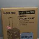 MACOPRO Folding Utility Cart Portable Rolling Crate Handcart Shopping Trolley Collapsible Tool Box, with Lid, Basket on 4 Rotate Wheels, for Grocery, Office, Teacher, Travel Shop Move Luggage (Green) 15.75"D x 14.17"W x 17.72"H