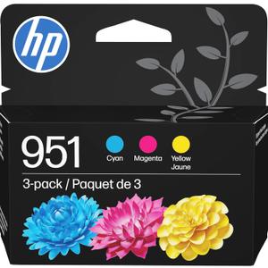 HP 951 Cyan, Magenta, Yellow Ink Cartridges (3 Pack) | Works with OfficeJet 8600, OfficeJet Pro 251dw, 276dw, 8100, 8610, 8620, 8630 | Eligible for Instant Ink | CR314FN