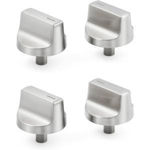 atgestore W11517334 Stove Knobs Replacement for Whirlpool Stove Parts WEG745H0FS0 WEG745H0FS1 WEG515S0FS0 Stainless Steel Knobs Whirlpool Gas Range Parts Burner Control Knobs Stove Top Knobs 4 Pcs