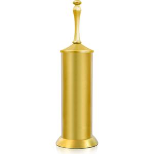 Brass Toilet Brush and HolderExtra Long Handled Gold Toilet Brush for BathroomStainless Steel Heavy Duty Toilet Bowl Brush,Deep Cleaning Modern Toilet Cleaner Brush -Space Saving, Covered Brush