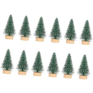 12pcs Mini Xmas Decor Lifelike Cedar Tabletop Trees for Home Decoration for Festive Christmas Atmosphere Soft Flocked Design (4.50X3.00X3.00CM)