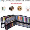 MEEDEN Pencil Marker Organizer Case: Premium PU Leather Zipper Pouch Lined with Silky Velvet - Large Capacity Pen Bag Supplies for Men & Artists – Slate Gray