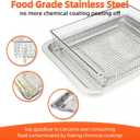 Air Fryer Tray Replacement for Cuisinart TOA-60 TOA-65 TOA-70 Airfryer Convection Toaster Oven, 12.4"x11" Stainless Steel Baking Sheet Pan and Mesh Wire Rack Basket Accessories Parts, Dishwasher Safe