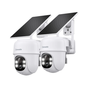 2K Cameras for Home Security-2.4G WiFi Outdoor Camera Wireless Solar/Battery Powered with solar panel, 360° Viewing, AI Human Detection, Color Night Vision, with SD Storage, Works with Alexa(2 Pack)