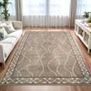 5x7 Area Rugs for Living Room, Machine Washable Rugs, Non-Slip Backing Low Pile Indoor Floor Rugs, Large Modern Carpet for Bedroom Entryway Classroom Playroom Dining Room Home Decor, Brown