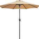 Sun-Ray 9' Round Patio Umbrella with Push-Button Tilt and Hand Crank Lift System, Market Umbrella for Porch, Deck, and Patio (Taupe)