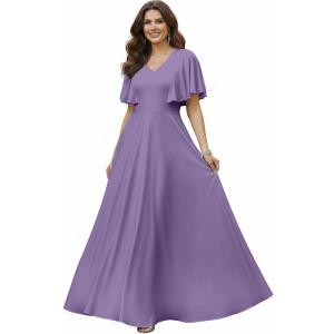 KOH KOH Womens 2026 Long Elegant Bridesmaid Evening Cocktail Modest Maxi Dress (Purple, L)