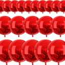 PartyWoo Red Foil Balloons, 20 pcs Round Foil Balloons Different Sizes Pack of 22 Inch 15 Inch 10 Inch 4D Foil Balloons and Ribbon, Large Foil Balloons for Birthday Decorations, Party Decorations