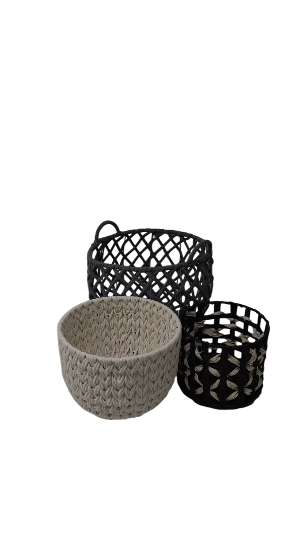 Set of 3 Oval Water Hyacinth Basket