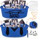 Colingmill 2 Pack Class of 2026 Graduation Empty Gift Basket 14''x10''x5.5'' Woven Rope Basket Empty to Fill with Grad Design Bag Ribbon Card Tassel, Decorative DIY Congrat Gift(Royal Blue and Black)