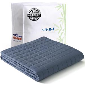 YnM Exclusive Cooling Weighted Blanket Rayon, Bed Blanket for One Person of 110lbs, Ideal for Twin/Full Bed (48x72 Inches, 12 Pounds, Blue Grey)