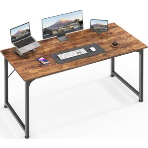 Huuger Computer Desk, 48 Inch Office Desk, Gaming Desk with Storage, Writing Desk Work Desk for Home Office, Study, Modern Simple Desk, Large Legroom, Metal Frame, Rustic Brown