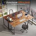 PRAISUN 55 X 24 Inch Computer Desk with Deeper Desktop, Gaming Office Writing Work Desk for Home Office, Study, Bedroom, Work from Home, Metal Frame, Rustic Brown, 55*23.6inch