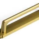 Goo-Ki 2 Packed Brushed Gold Cabinet Pulls with Long Backplate-5''(128MM) Hole Centers Drawer Pulls for Kitchen