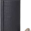12 oz Pocket Black Whiskey Liquor Leather Wrapped Flask with Funnel and Box - Stainless steel and Leak Proof