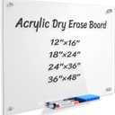 Acrylic Clear Non-Magnetic Dry Erase Board for Wall,White Board 48x36,Frameless Magnetic Dry Erase Board for Office,Classroom and Home/for Kids,Students,Adults.90120C