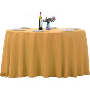 Ascoza 2pack 120 Inch Gold Round Tablecloth in Washable Polyester Fabric for Wedding/Banquet/Restaurant/Parties
