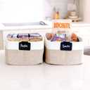 NaturalCozy Storage Baskets 16.8x13x7.6 Cotton Rope Woven Baskets for Organizing 3-Pack | Toy Storage Bins | Basket for Shelves, Laundry, Blanket, Clothes, Closet, Kitchen, Bathroom, Gifts (Off White & Mixed Brown)