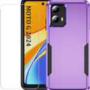for Motorola Moto G 5G 2024 Case with Screen Protector, Moto G 5G 2024 Phone case,Slim Fit Military Grade Heavy Duty Rugged Protective Bumper Cover for Motorola G 5G 2024 (Purple)