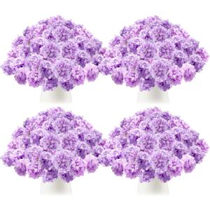 Tigeen 50 Pcs Hydrangea Artificial Flowers Bulk 7.48 Inch Artificial Hydrangeas with Removable Stems Faux Flowers Wedding Decor for Home Garden Party Decoration DIY Project (Lavender)