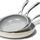 Kikcoin Ceramic Nonstick Frying Pan Skillets  3 Sizes Omelette Pans for Healthly Cooking, 8+9.5+11 Inch Egg Pan with Stay Cool Handle, Free of PFAS PFOA PTEE, Oven/Dishwasher Safe for Busy Kitchen