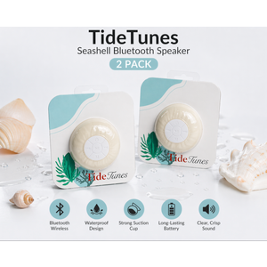 Tide Tunes Seashell Bluetooth Speaker White 2 Pack