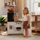 TaoHFE White Corner Play Kitchen with Lights,Kitchen Set for Kids Ages 3-8