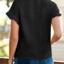 SHEWIN Womens Summer Tops Crewneck Short Sleeve T Shirts Casual Textured Work Shirt Loose Blouses (Black, M)