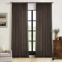 Dark Chocolate Pinch Pleated Linen 120 Inch Curtains 2 Panels for Living Room Bedroom Memory Training Shaped Semi Sheer Pleat Drapes with Hooks Rings Light Filtering Window Curtain 40x120