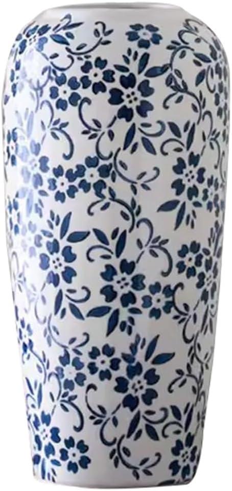 Blue and White Porcelain Vase Small Chinoiserie Vase Classic Ceramic Chinese Floral Vase for Bookshelf Living Room Decor Table Centerpieces