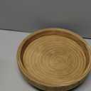 NIKKY HOME 12" Hand Carved Dough Bowls, Paulownia Wood Round Serving Bowl Decorative Wooden Tray, Natural