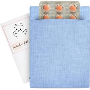 Peekaboo Pill Sleeve  Cute Birth Control Case  Soft Cotton Fabric Privacy Cover for Your Birth Control Pill Case  Pouch for 4 x 3 Packets (Sky Blue)