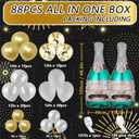 Champagne Bottle Balloons Balloon Garland Arch Kit, Happy New Year Years Decorations 2026, Gold Clear White Balloons for Birthday Bachelorette Bride To Be Bridal Shower Party Decorations