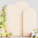Asee'm Wedding Arch Cover Fitted Spandex Covers (7.2FT, 6.6FT, 6FT) 2-Sided Round Top Chiara Backdrop Stand Cover Set of 3 for Party Birthday Banquet Decoration Beige