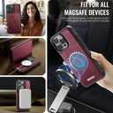 Wallet Case for iPhone 14 Pro Compatible with Magsafe, 2-in-1 PU Leather Flip RFID Blocking Card Holder Stand Shockproof Magnetic Detachable Case for iPhone 14 Pro Case 6.1", Burgundy