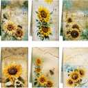 Geyoga 6 Pieces Sunflower Kitchen Towels Absorbent Dish Hand Towel Decorative Tea Washcloth for Summer Kitchen Bathroom Home Decor, 16 x 24 Inch