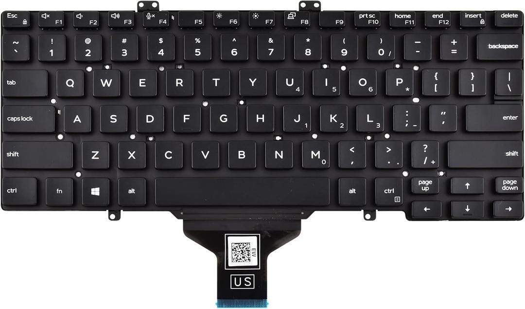 Replacement Keyboard Compatible with Dell Latitude 7400 3400 5400 7410 5401, NOT Fit for Latitude 7400 2-in-1 Black No Frame US Layout