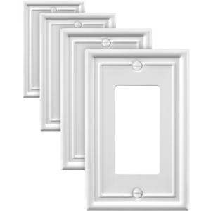 Decorative Metal Wall Plates, Switch Plates Outlet Covers (Off White/1 Decorator 4 Pack)