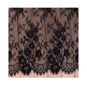 3 Yards French Eyelash Lace Fabric Floral Embroidered Lace Fabric for Clothes Wedding Dress Sewing Home Decoration (59" W x 3 Yards, Black)