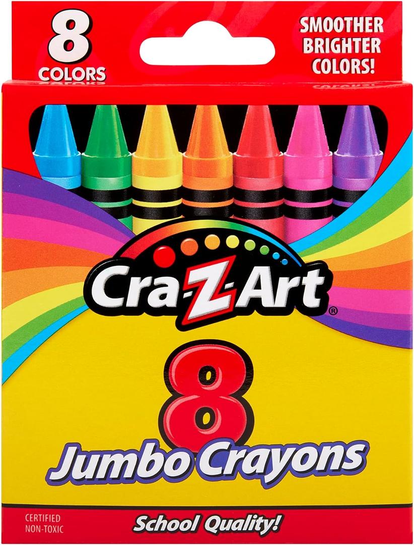 Cra-Z-Art 8ct Jumbo Crayons for Children, Back to School Essential for Ages 3 and Up
