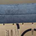 Hearth & Harbor Upholstered Queen Headboard - Easy Assemble Channel Stitched Headboard Queen Size - Wall Mounted Headboards with 3D Soundproof Wall Panels Peel & Stick Floating Headboards, Slate Blue