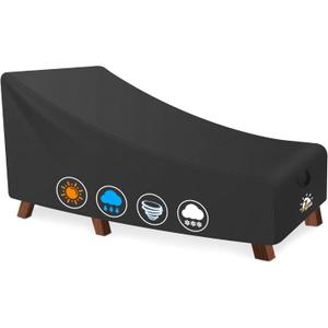 Zettum Outdoor Seating Cover - Waterproof Patio Chaise Cover, 600D Heavy Duty Fade-Resistant For Pool, Lawn Furniture - 68 x 30 x 30 Inch (Black - 1 Pack)