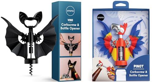 OTOTO Vino Spooky Bat 1 Wine & Beer Opener + Pinot Wine Bottle Opener for Wine Lovers (Bundle of 1)