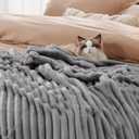 Bedsure GentleSoft Frost Gray Fleece Blanket for Couch - Cozy Soft Blankets for Women, Cute Small Throws for Girls, 108x90 Inches