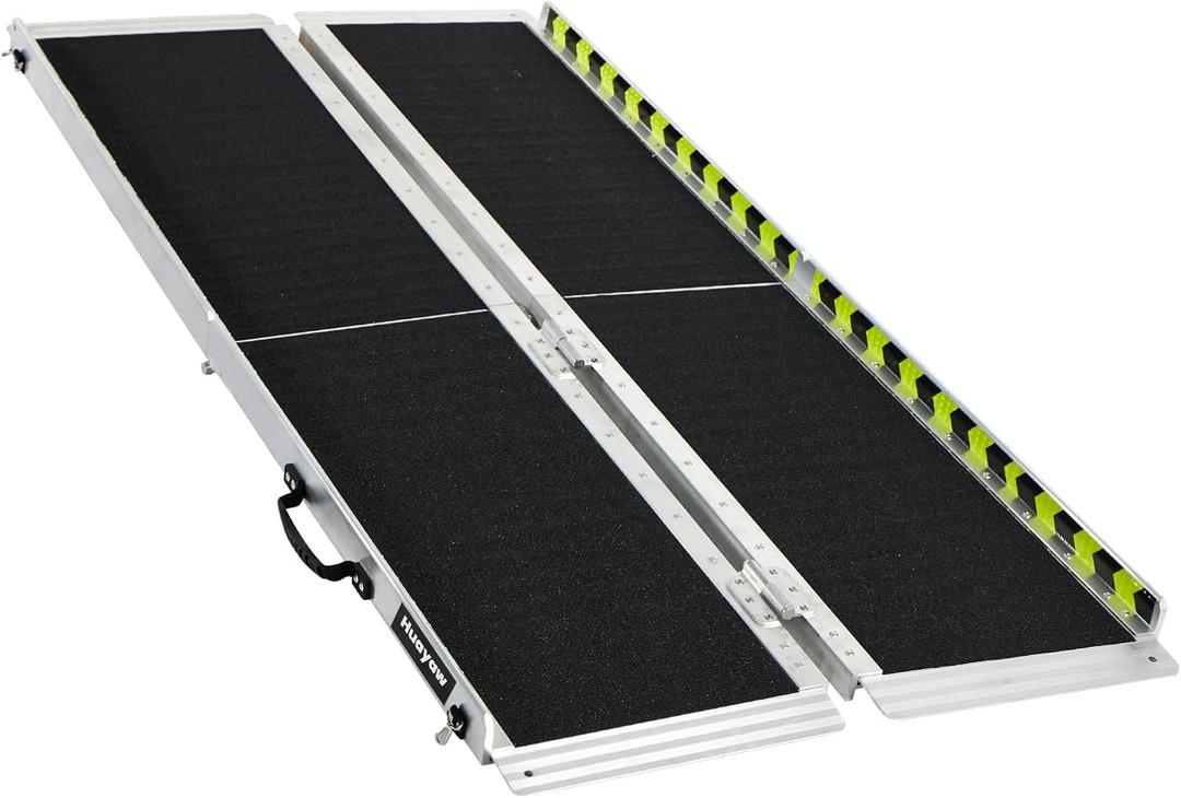 Wheelchair Ramp 5FT, Anti-Slip Aluminum Folding Handicap Portable Ramp, Wheelchair Ramps for Home Steps, Stairs, Doorways, Scooter Ramp