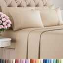 Full 6 Piece Sheet Set - Cooling & Breathable Bed Sheets - Hotel Luxury Bed Sheets for Women, Men, Kids & Teens - Comfy Bedding with Deep Pockets & Easy Fit - Soft and Wrinkle Free - Full Cream Sheets