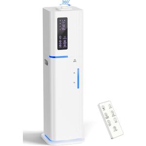 Zeova 10L/2.64Gal Humidifiers for Bedroom, Top Fill Quiet Ultrasonic Cool Mist Humidifier Large Room, Covers 550ft², 60H Runtime, 24H Timer, 3 Mist Modes Humidifiers for Home, Office, Plants, White