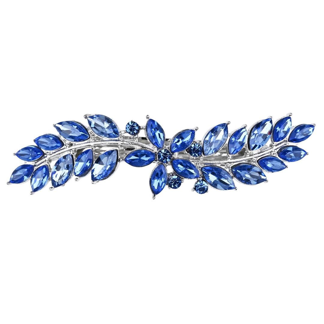 Austrian Crystal Bridal Hair Barrettes, Rhinestones Vintage Hair Clips, Sparkly Glitter Crystal Hairgrip Wedding Hair Headwear Accessories for Women Girls (Blue-a)